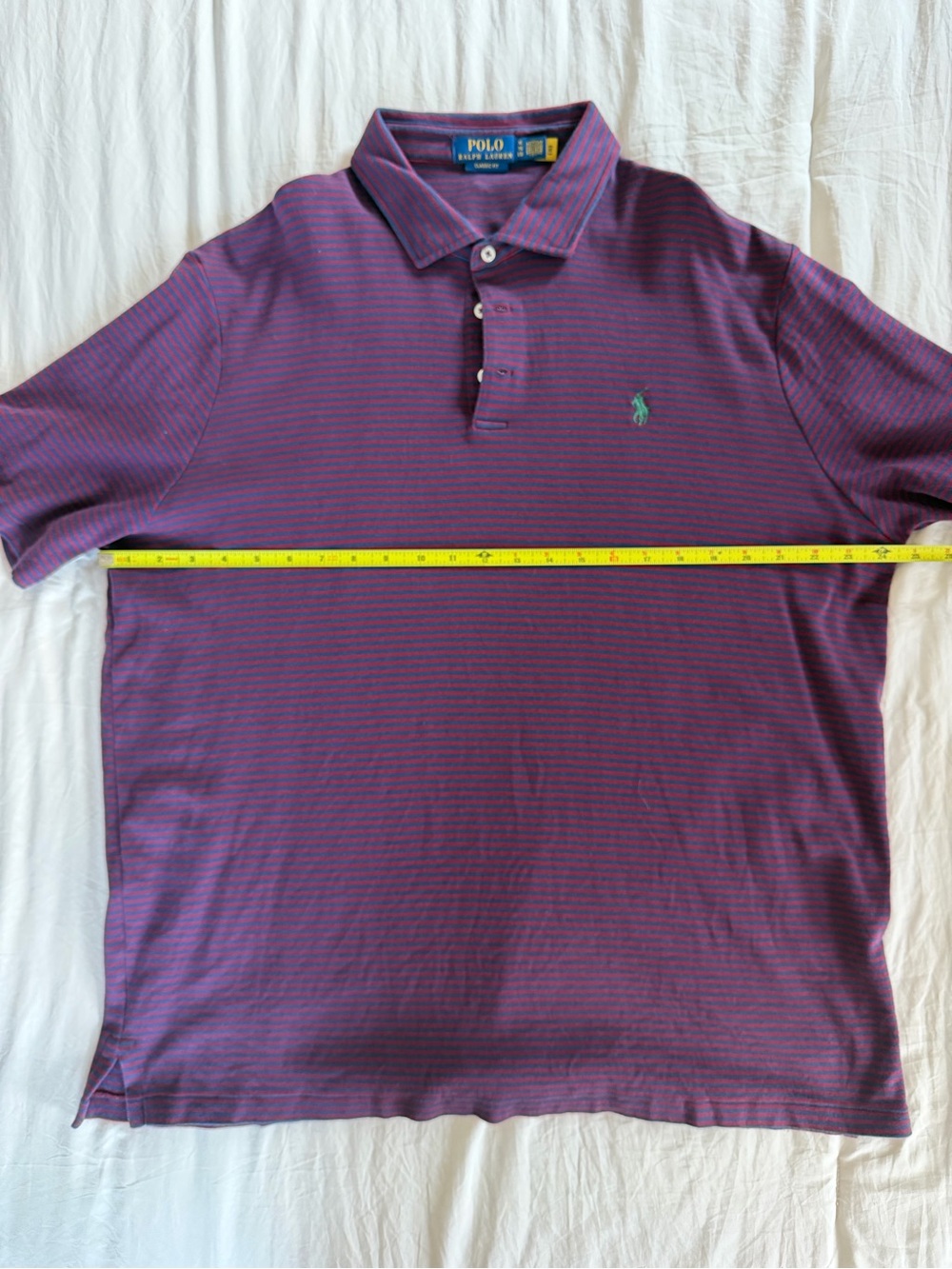 Ralph Lauren Polo Shirt in Maroon with Subtle Navy Blue Stripe